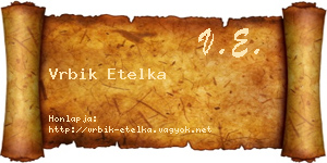 Vrbik Etelka névjegykártya